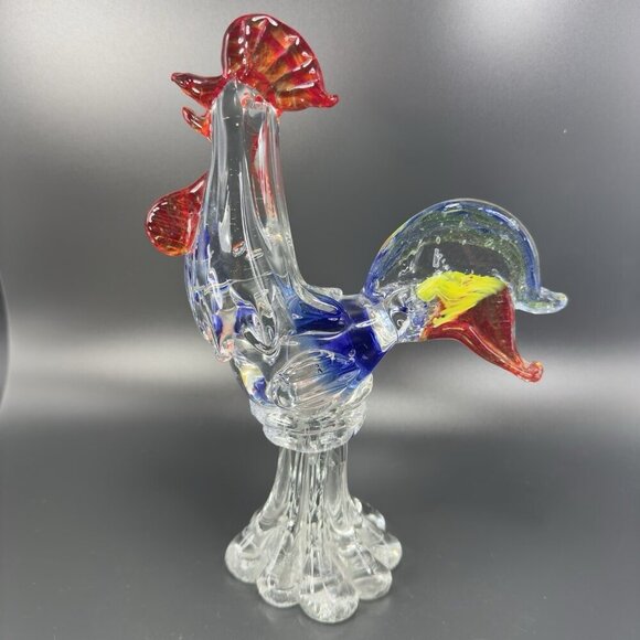 Venetian Art Glass Rooster Hen Figurine Heavy Glass Paperweight Sculpture Decor - Picture 12 of 14